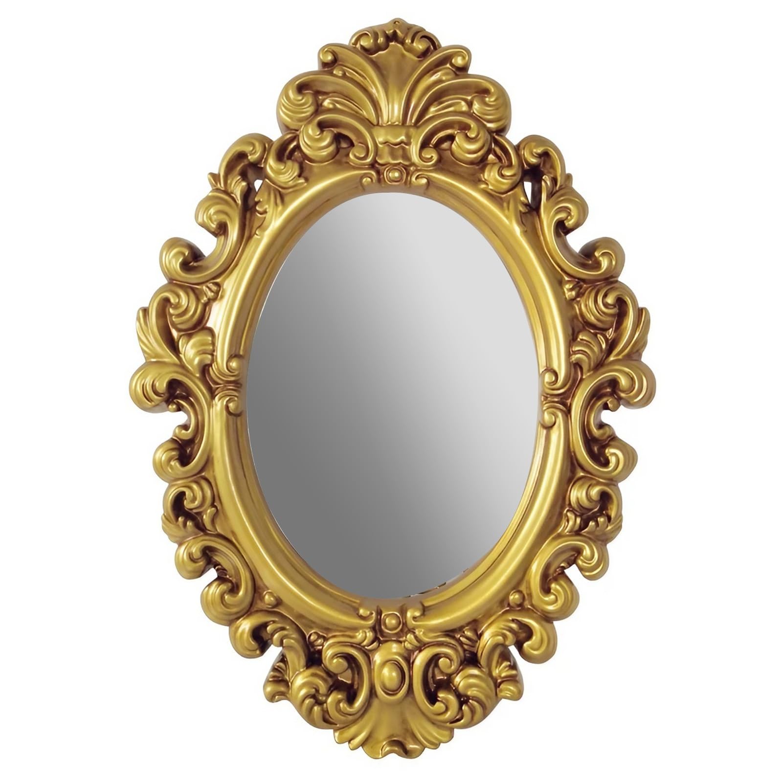 FGXHHS Traditional Vintage Wall Hanging Mirror, Ornate Baroque Decorative 74 x 53cm Bathroom Vanity Mirror for Bedroom Entryway Dresser Decor