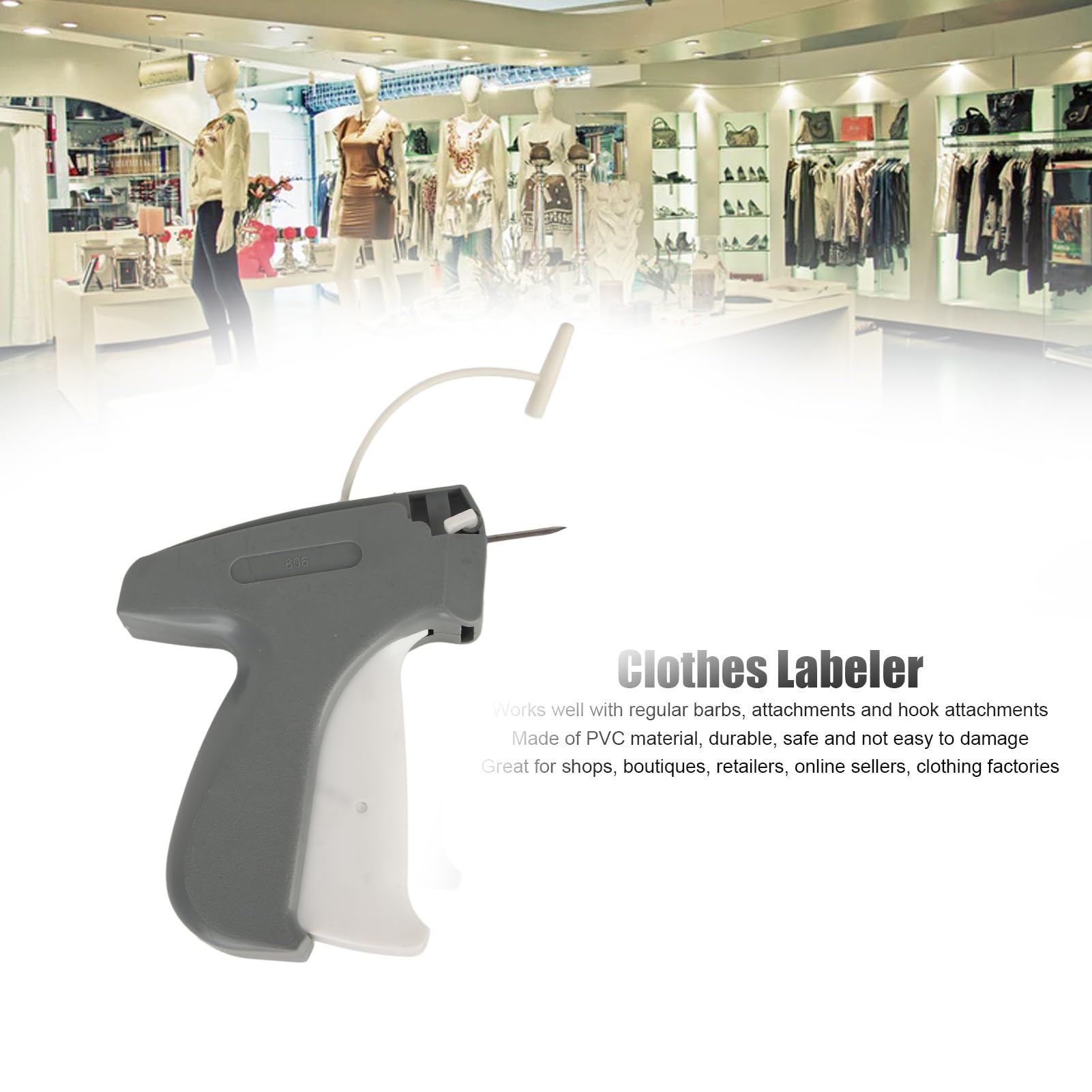 Clothing Tagging Gun Kit with 1000 Barbs Fasteners 5 Needles Saves Labor Compact Price Tag Attacher for Warehouse