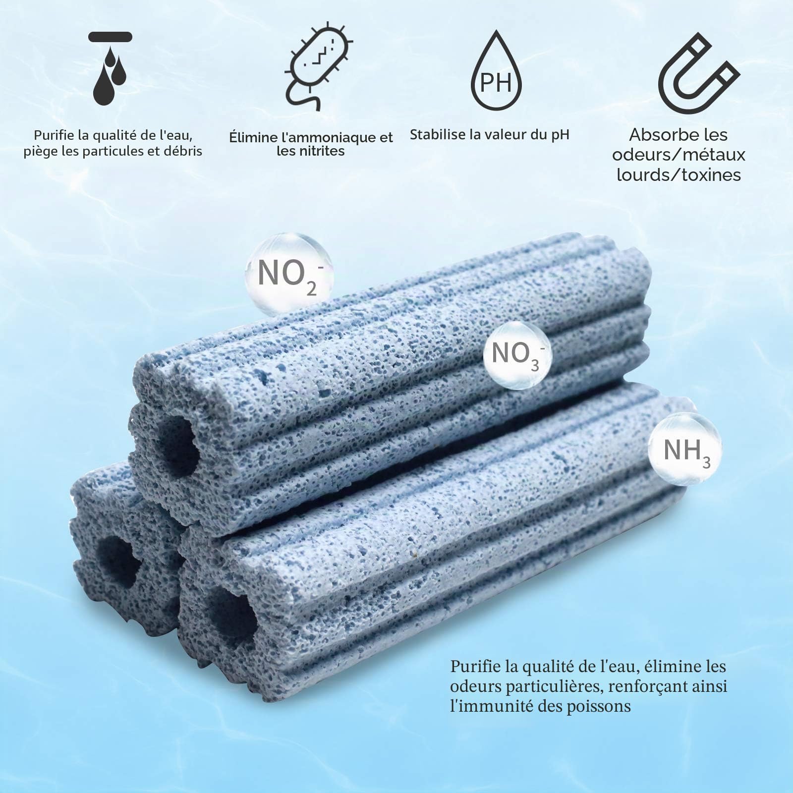boxtech Média filtrant pour Aquarium, média filtrant Nano média poreux pour filtres de puisard, étangs, Aquariums, Paquet de 30