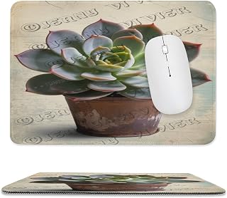 Succulent Gaming Mouse Pad Custom, Mouse Pads for Wireless Mouse Desk Accessories,Cute Mouse Pads for Desk,Stitched Edge Mousepad with Non-Slip Rubber Base 8"x10"