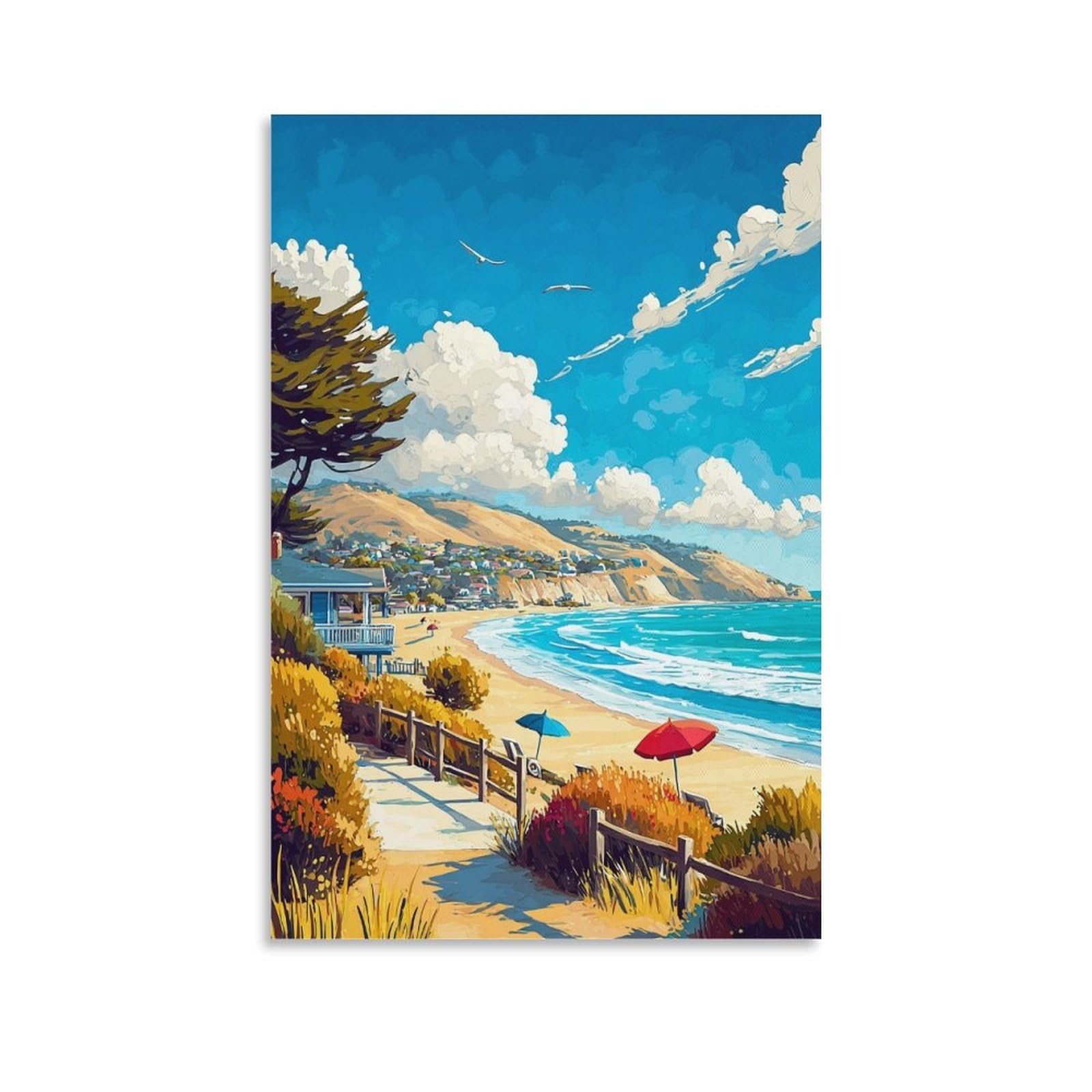ZBBGGOZ Avila Beach Poster 20x30inch(50x75cm) Vintage Watercolor Canvas Art