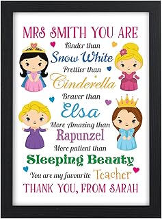 Personalised Teacher Gift Present Thank You Nursery, Preschool, Childminder Gifts - Thank You Gifts for Teachers, Teaching Assistants, TA, Nursery Teachers - ANY NAMES - A5, A4 Prints and Frames