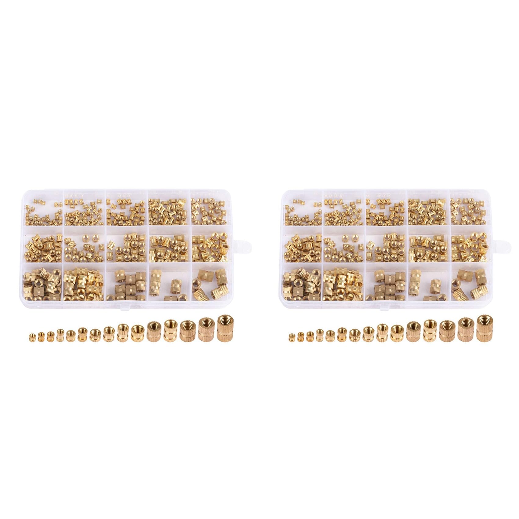 Jnchdghwa Women's Gold 760Pcs Thread Inserts M2 M2.5 M3 M5 M6 Metric Thread Brass Knurled Threaded Embedment Nuts Assortment Kit