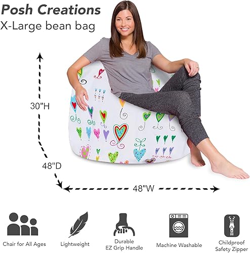 Miniatura 75 de Posh Creations - Sillón puff para niños, adolescentes y adultos, incluye funda extraíble y lavable a máquina, grande de 38 pulgadas, piel de conejo