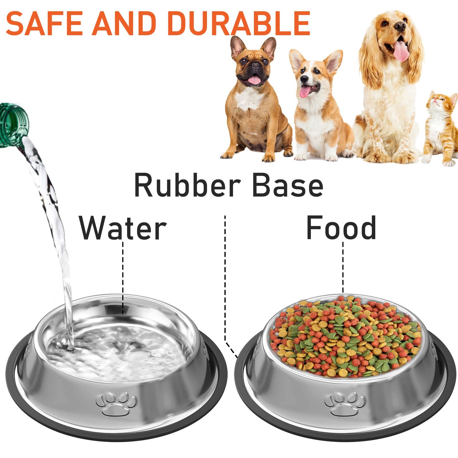 2 Ciotole Acciaio Inox Per Cani Taglia Media/Grande | Base Antiscivolo | Lavabile In Lavastoviglie | Nobleza - Foto 10