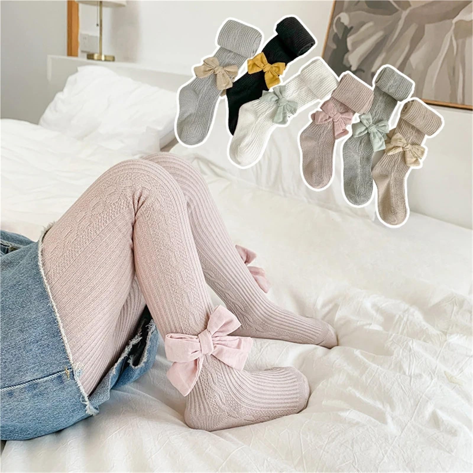 Four Seasons Children Cute Bow Fashion Princess Pantyhose – Breathable Comfortable Thin Tights for Girls(Dark Grey,S)