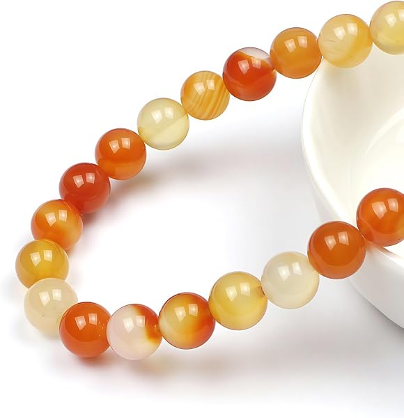MJDCB 8mm 43 pièces Cornaline Rouge Perle Pierre Naturelle Ronde en Vrac Perles Semi Precieuse pour Fabrication de Bijoux de Bracelets et de Colliers - 2