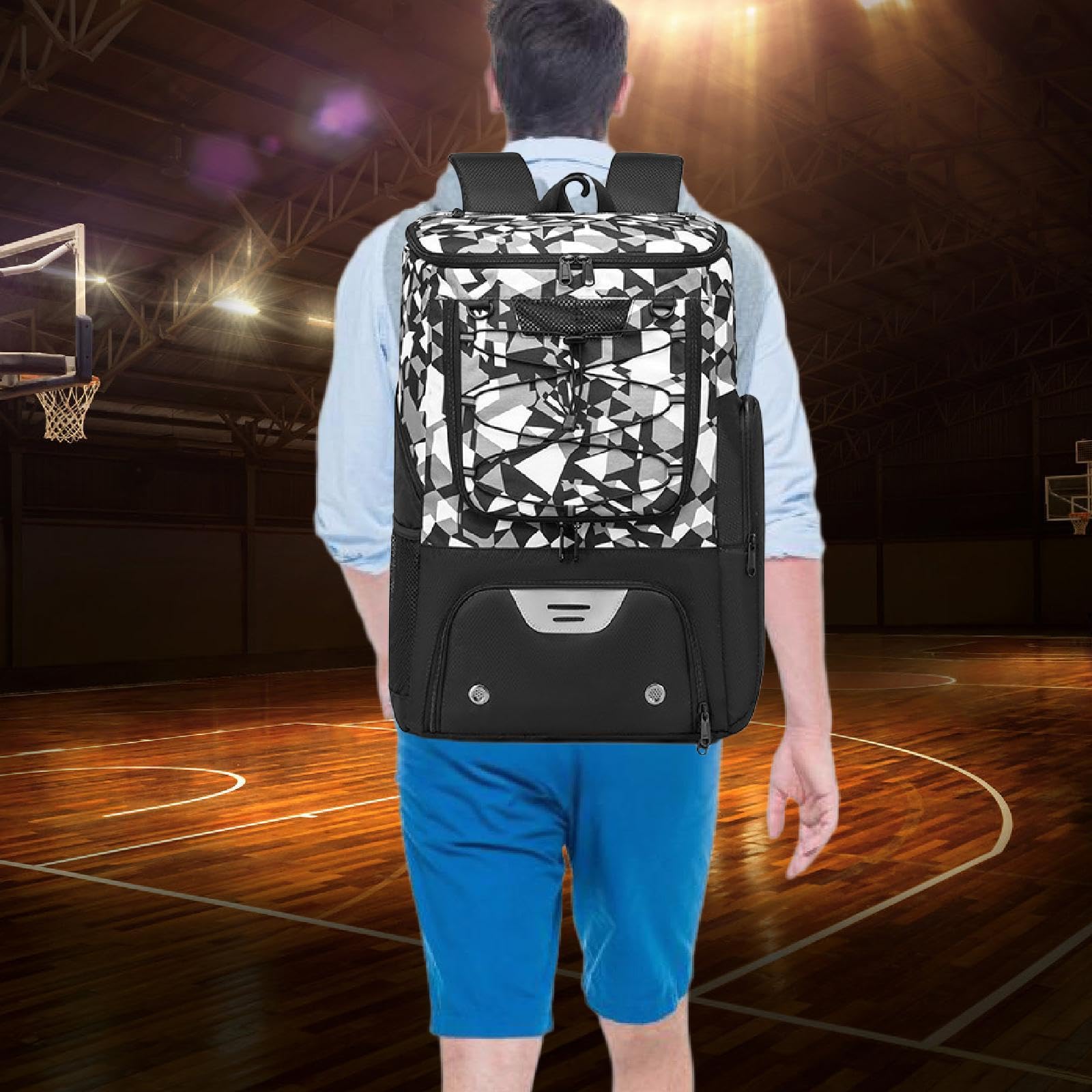 Sac à Dos de Basket-Ball avec Compartiment à Chaussures, pour Salle de Sport, Nuit, Réfléchissant, Respirant, avec Porte-Ballon, Sac de Sport pour Vol