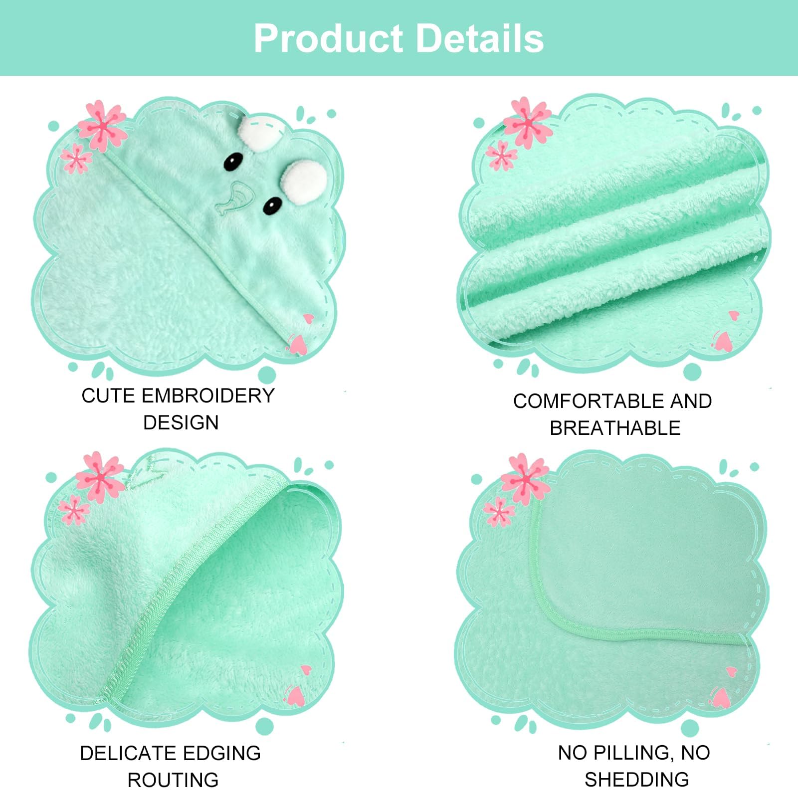 Lot de 3 serviettes à capuche pour bébé, 80 x 80 cm, serviette à capuche, serviette de bain pour bébé, serviette de bain pour bébé, serviette de bain à capuche, serviettes pour bébé