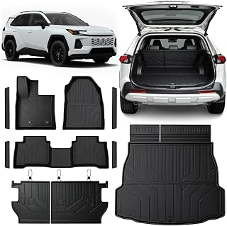 TPE Floor Mats Set for Toyota RAV4 2026, All Weather TPE Custom Fit Floor Liners & Cargo Liner & Backrest Mats, Car Floor Mats Accessorie, Black