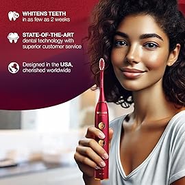 Wagner Stern WHITEN+ Edition. Whitening Electric Toothbrush with Pressure Sensor. Offers 5 Brushing Modes, 3 intensities, 8 Soft Brush Heads, and a Luxury Travel case.