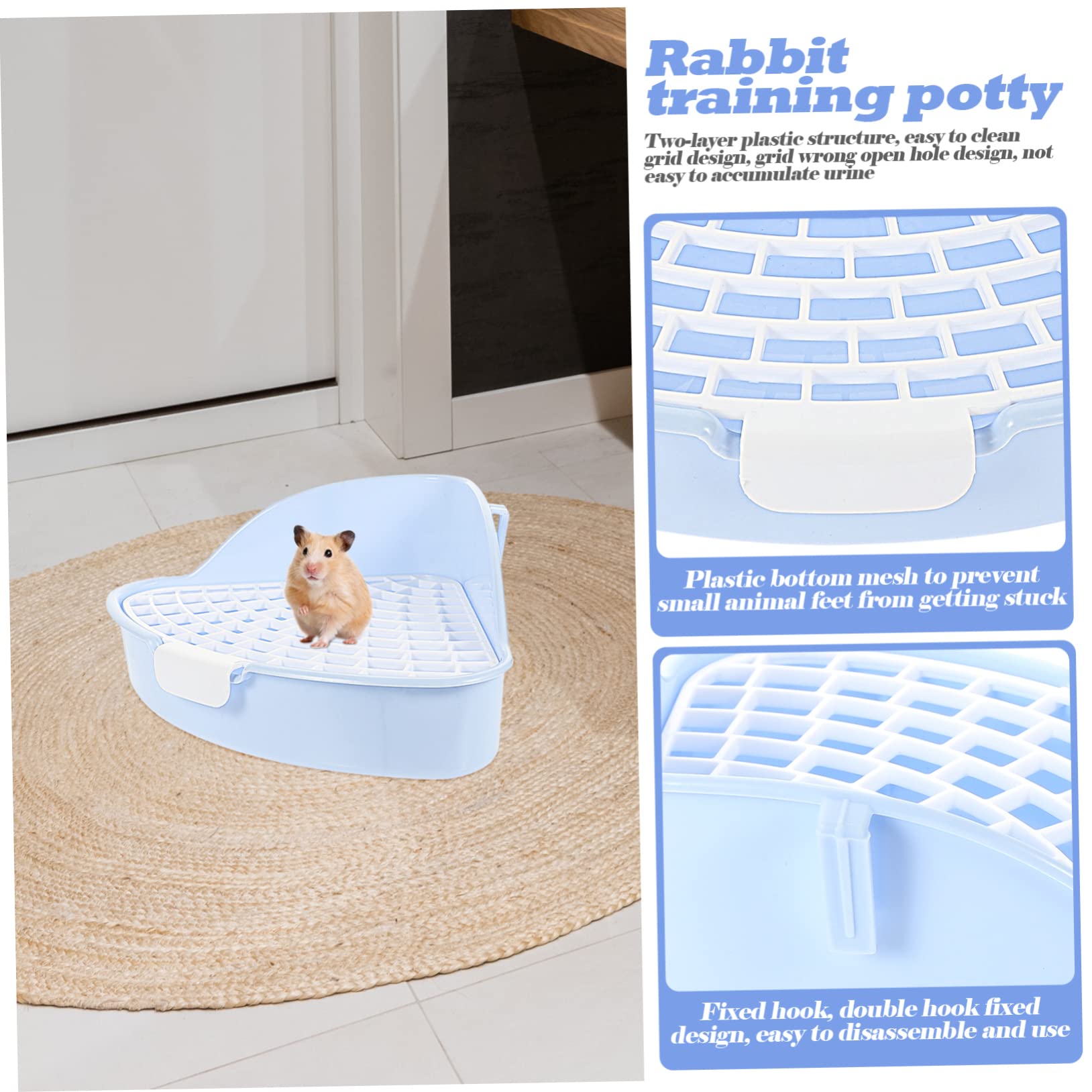 VANZACK 3pezzi Toilette per Piccoli Animali Plastica Vassoio per Lettiera per Conigli e Cavia Design Compatto e Facile da Installare Adatto per Gabbie e Spazi Ridotti