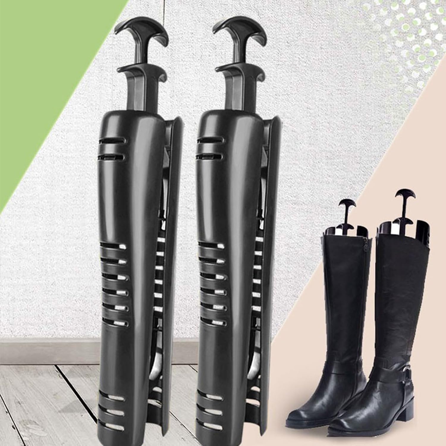 Boot Shapers 16-inch,Black Automatic Boot Trees,Plastic Shoe Stretcher,Boots Shapers for Knee High Tall Boots,(1 pair