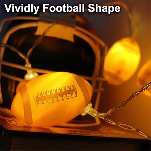 Miniatura 3 de Yayfazy Guirnalda de luces decorativas de fútbol, 9.9 pies, 20 luces LED, funciona con pilas, para fiestas temáticas deportivas, regalos de fútbol