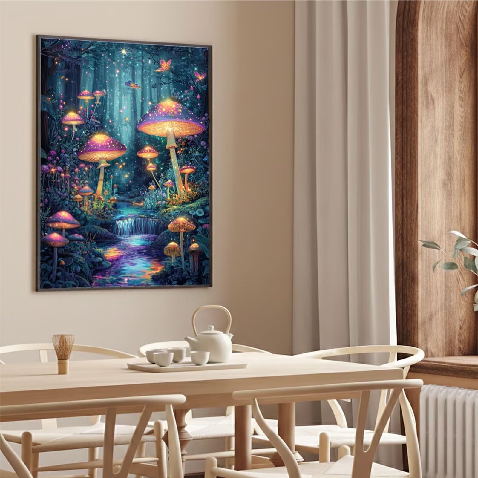 Dipingere con i Numeri Adulti Fantasia Dipingere con i Numeri Fungo Paint by Numbers Hobby Creativi Adulti Fai Da Te Tela di Pittura a Olio Kit, Decorazioni Donna Regalo 60x80cm Senza Cornice Y3-835