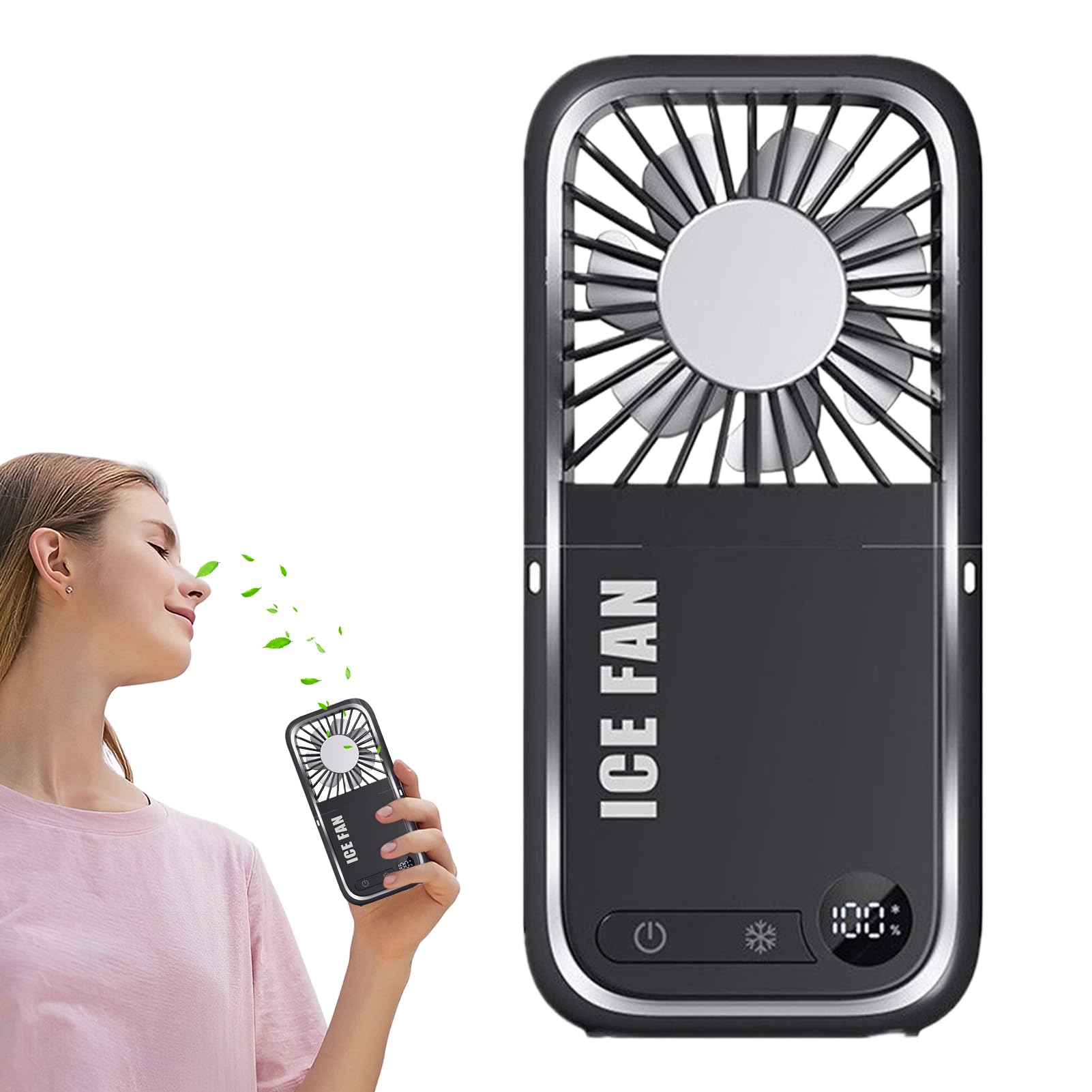 Ventilatore Personale Da Collo Ventilatore Personale Silenzioso e Compatto | Schermo LED Silenzioso Pieghevole Ricarica USB Supporto Telefono per Interni ed Esterni