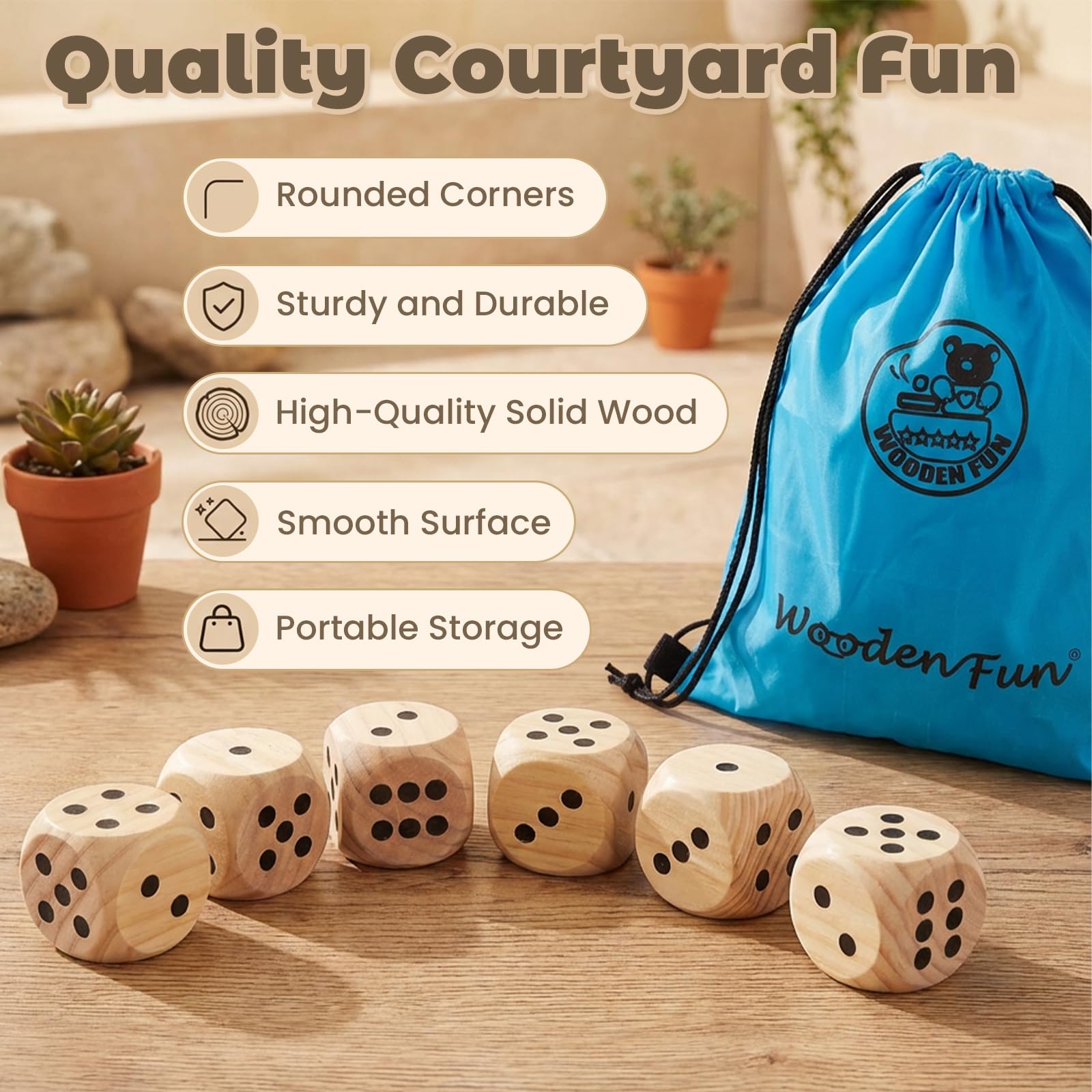 6 Stück Holz Würfel Set 6x6x6 cm für Familie Party Brettspiel Große Größe Würfelspiel
