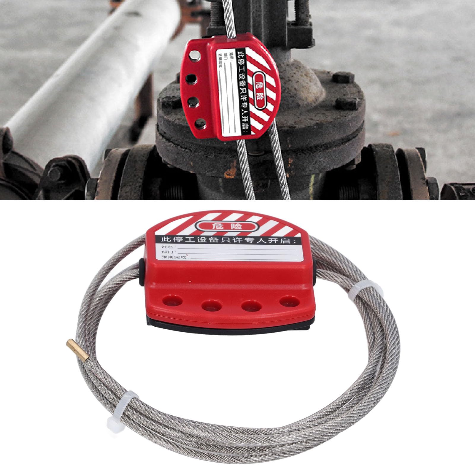 Lockout Tagout Cable Lock, BD L11 4 Adjustable 4mm Stainless Steel Cable Lock for Equipment Maintenance
