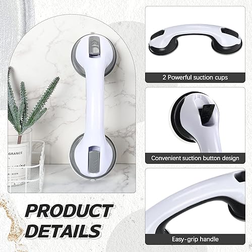 Miniatura 3 de Paquete de 4 barras de agarre para bañeras y duchas, mango de ducha de 12 pulgadas, barras de agarre para ducha para personas mayores, barras de