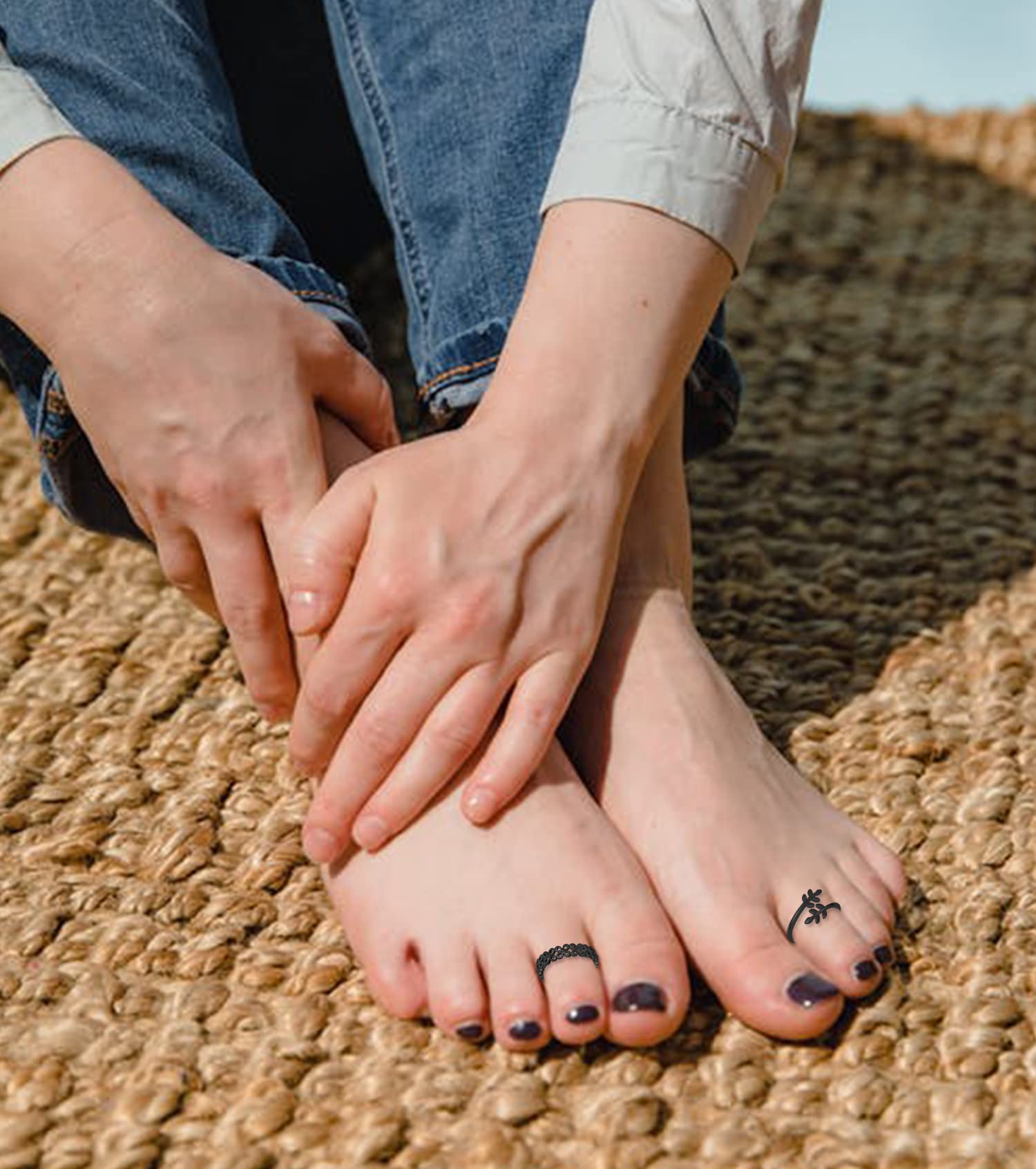 KOHOTA 12PCS 18K placcato oro regolabile anelli per le dita dei piedi per le donne estate spiaggia aperto Toe anelli set fiore freccia coda mignolo anelli piedi nudi gioielli piede