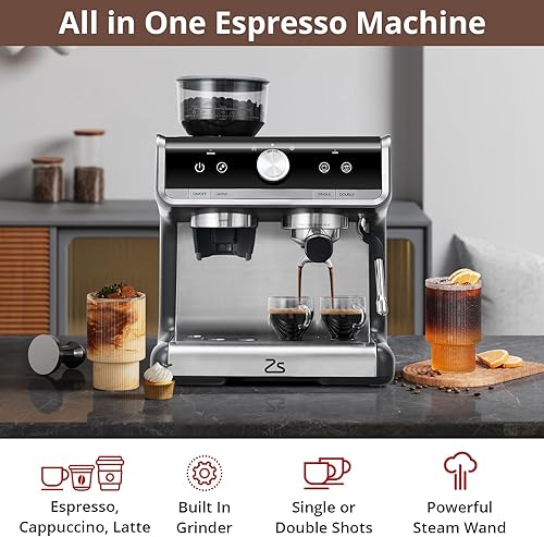 Miniatura 2 de Máquina de café expreso con molinillo, cafetera espresso automática de 20 barras con espumador de leche para barista casero, cafetera profesional