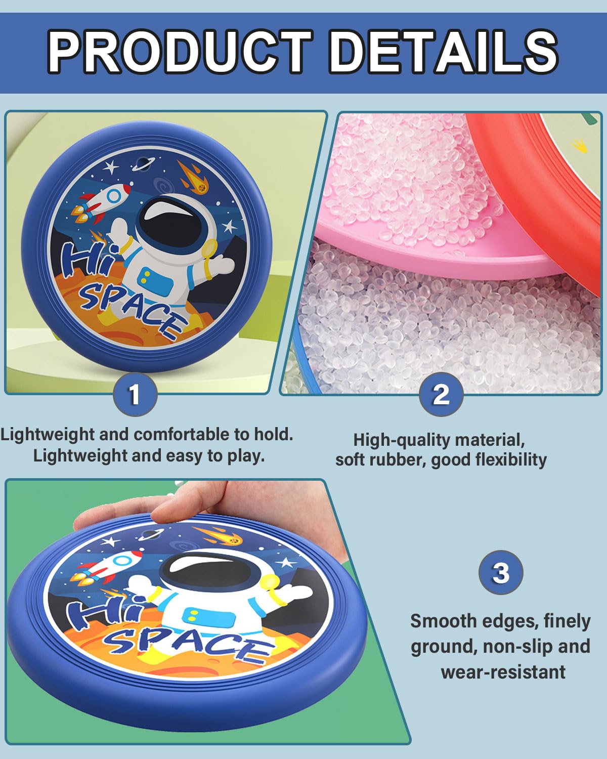 Discos Voladores para Niños Sujetar Fáciles Seguros Frisbees Deportes al Aire Libre Astronauta