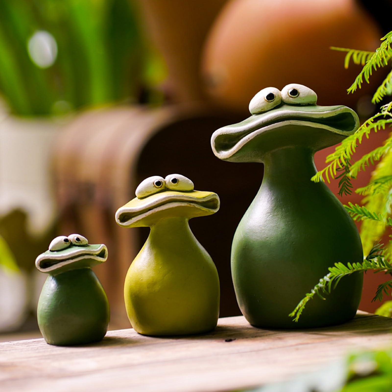 Adornos de rana para jardín, estatuas de animales de resina resistente a la intemperie para decoración al aire libre, ideal para balcones, mini estanques y terrazas