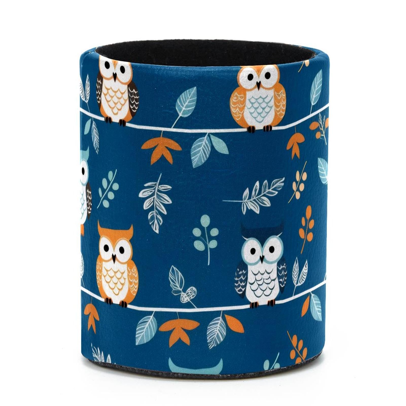 VAPOKF Round Pencil Holders for Desk, Cute Owl Pen Holders Pen Pot Makeup Brushes Storage Desktop Stationery Supplies Organiser for Home Office