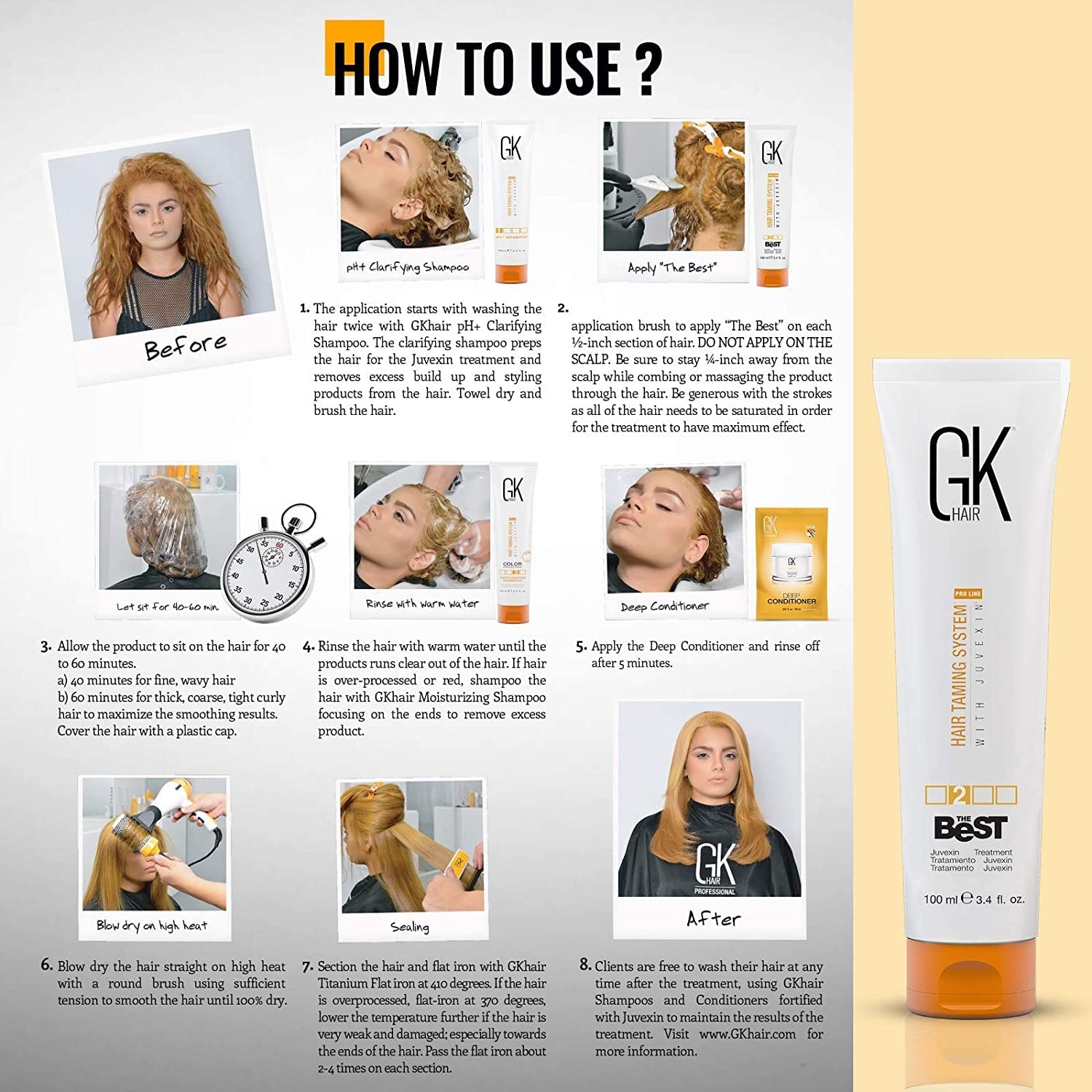 GK HAIR Global Keratin Arganöl Haarserum 50ml - Professionelle Brasilianische Keratinbehandlung 100ml - Komplex-Blowout & Bio-Serum zum Glätten