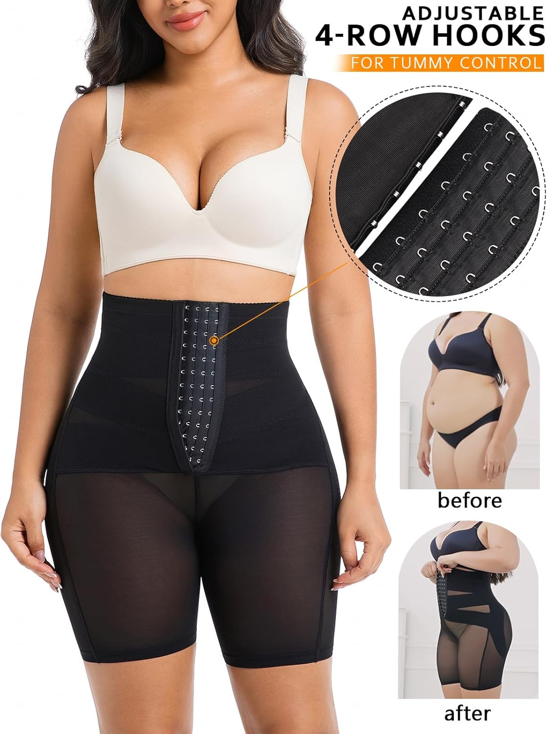 Shapewear Tummy Control Shorts for Women Hooks High Waisted Body Shaper Butt Lifting Panties Slimming Thigh Slimmer - Image 2