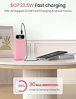 Vista 6 de 12000mAh Lightweight-Portable-Charger-Power-Bank with Built-in Cables and AC Wall Plug, PD20W USB-C Fast Charging Battery Pack, LED Display External