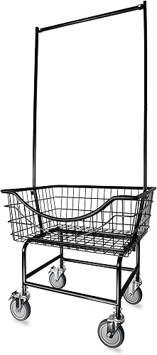 LVP Big Brother - Carrito de lavandería comercial con estante de doble polo, 2.78 bushels (revestimiento de óxido de vinilo negro mate, regular)