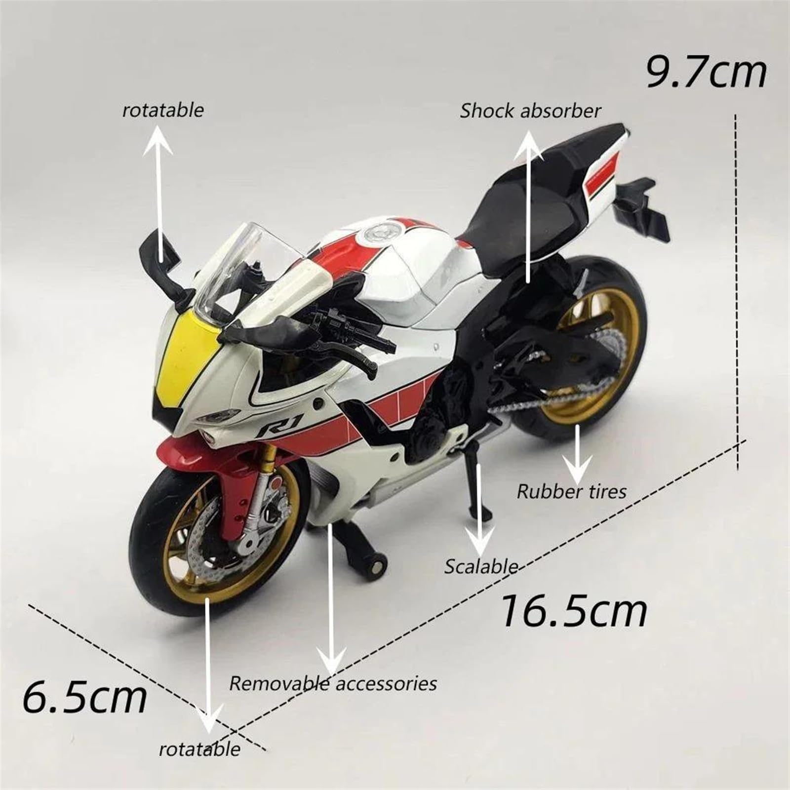 Modelo de Motocicleta 1:12 para Yamaha YZF R1M, Modelo De Motocicleta De Metal Fundido A Presión, Coleccionables De Motocicletas