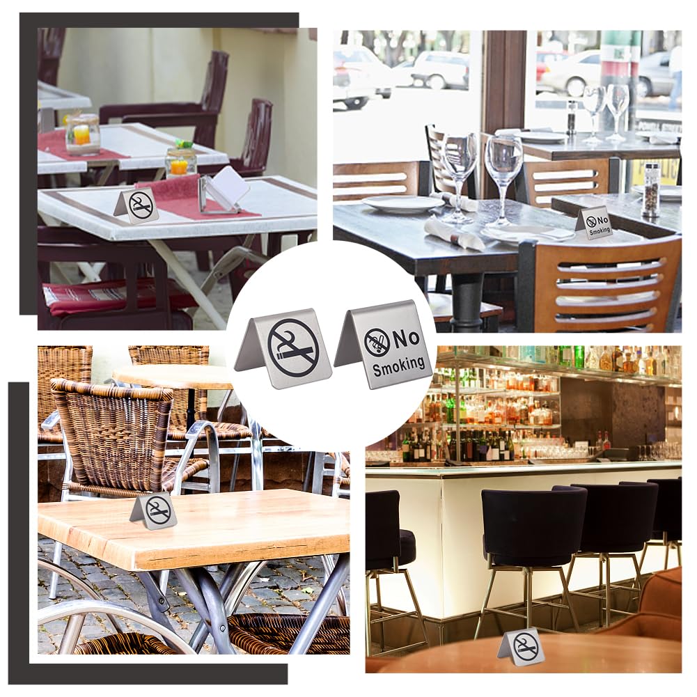 SOLUSTRE 6x Rauchen Verboten Schilder Edelstahl - Doppelseitige Tischschilder Für Gastronomie