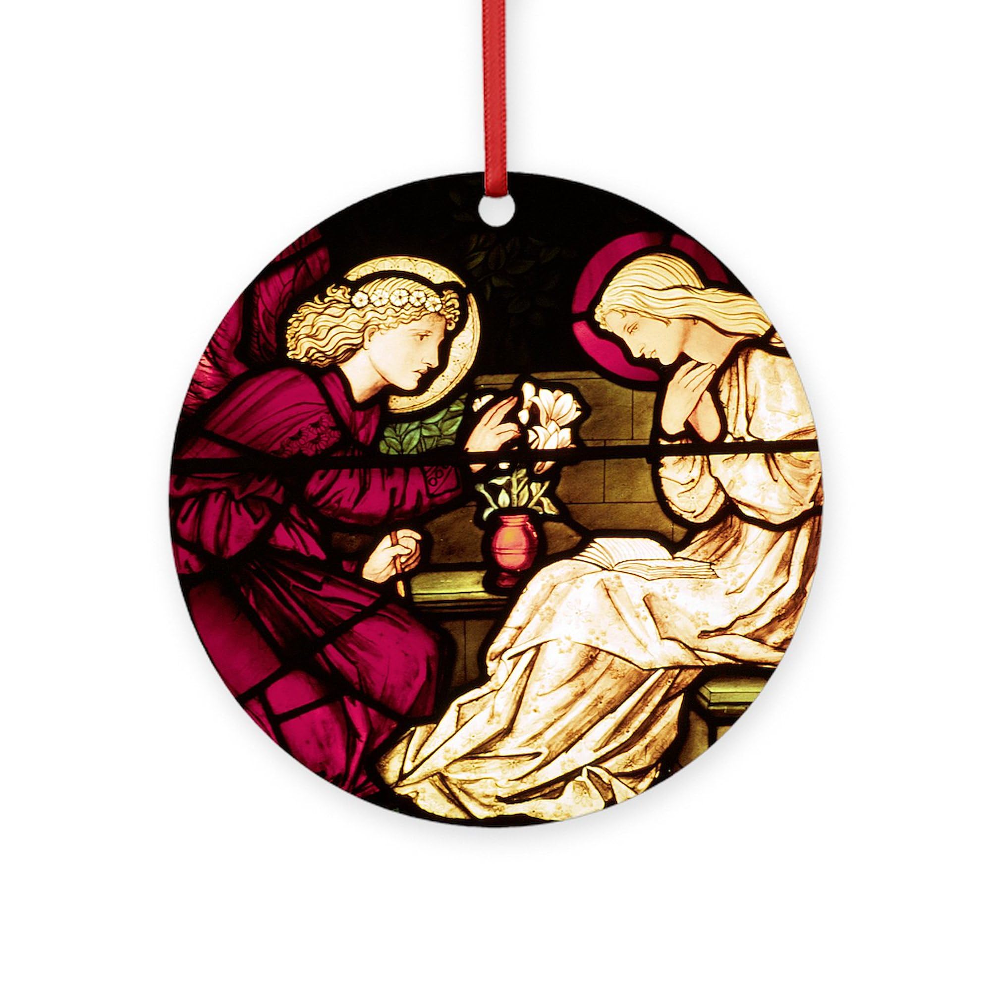 CafePress Burne Jones Annunciation Keepsake (Round) Round 4" MDF Holiday Ornament