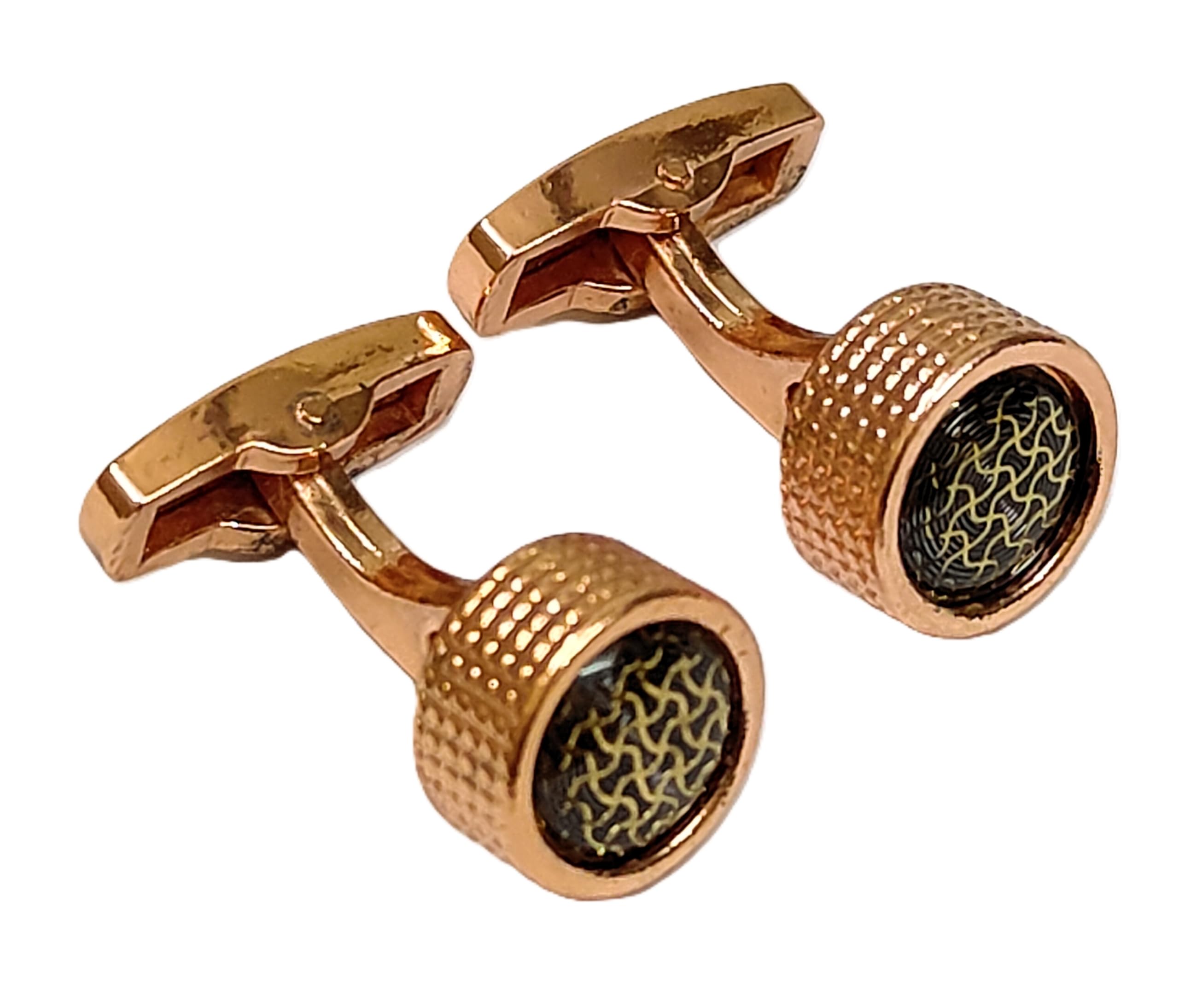 France Mens Fashion Accessories Pocket Square Suspenders and Cufflins Satin Fabric Free Size (Cufflinks, Gold)-image-16