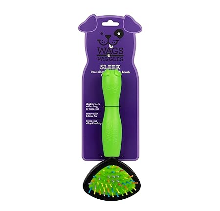 Wags & Wiggles Sleek Two-Sided Bristle & Straight Pin Brush for Dogs with Long Hair | Best Bristle and Pin Brush for Dogs, Long Hair - Small Dog