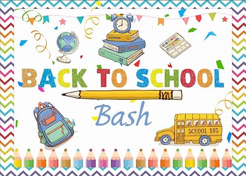 Masxkle 2,1 x 1,5 m, sfondo per il primo giorno di scuola per bambini, insegnanti, studenti, lavagna per fotografia, strisce colorate, forniture prescolari, striscione per il rientro a scuola