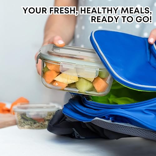 Miniatura 8 de Recipientes de vidrio extragrandes para comida con tapa hermética, 6 piezas [3 contenedores con tapas] aptos para microondas, horno, congelador y