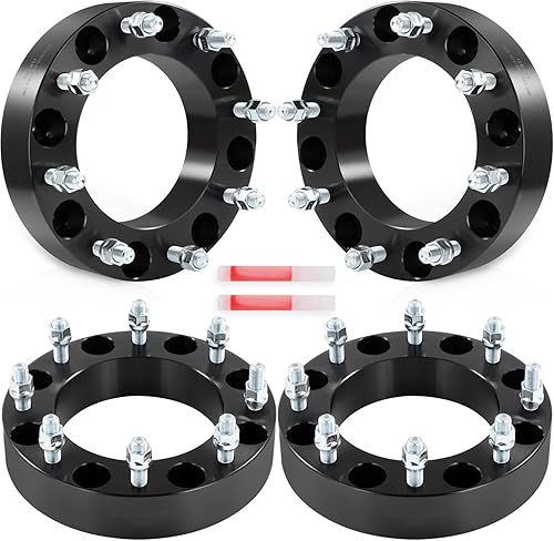 SCITOO 4 espaciadores de rueda de 8 x 210 de 2 pulgadas de diámetro de 6.063 in, pernos de 14 x 1.5 y 8 lengüetas para Chevrolet Silverado 3500