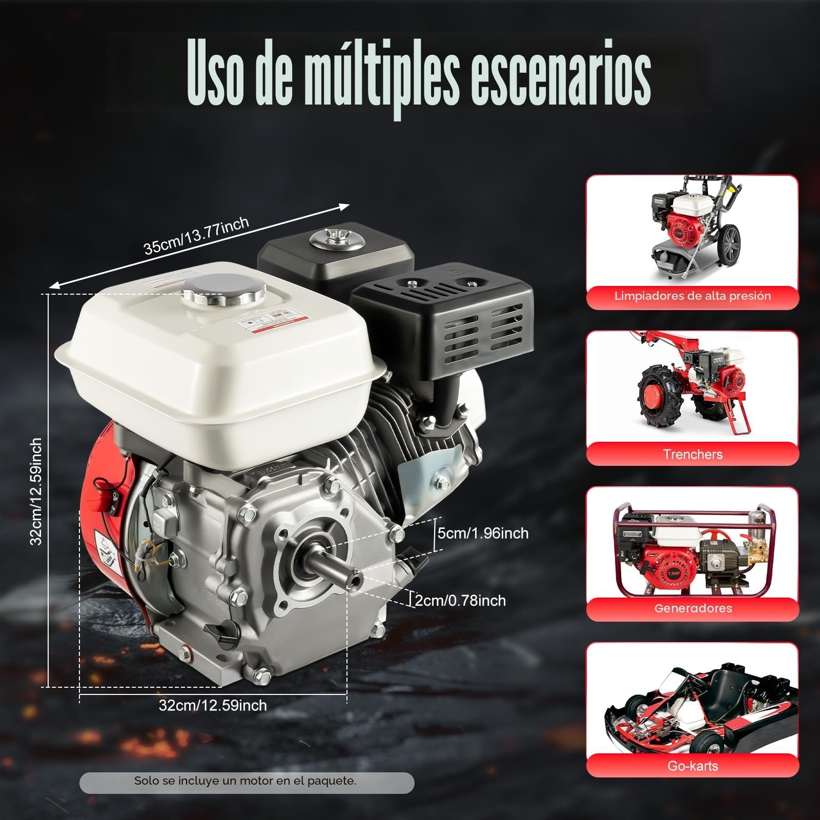 7,5 CV Motor Gasolina 4 Tiempos Motor de Kart Industrial con Alarma de Aceite