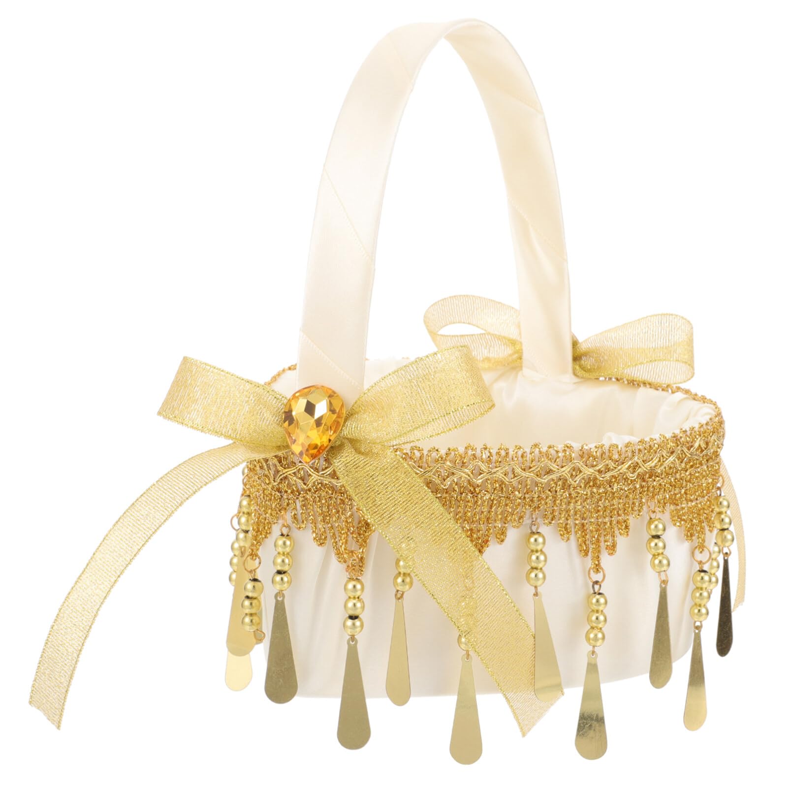 OSALADI Romantic Flower Girl Basket Elegant Decorative Basket Realistic Flowers for Wedding Procession Lightweight Handheld Design for Easy Carrying Charming Wedding Decor