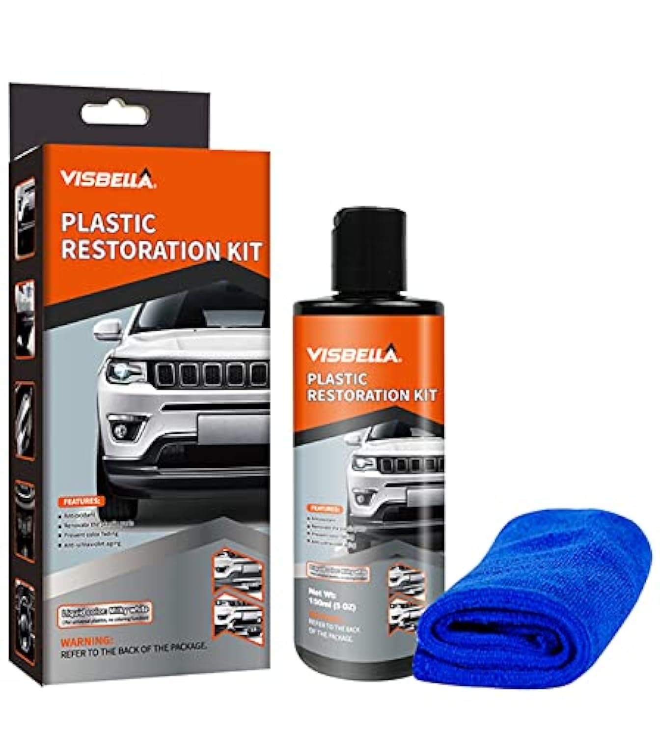 VISBELLA ® DIY Plastic & Trim Restoration Kit restore the original luster of and rubber parts such as bumper door instrument panel cleaning decontamination glazing curing.
