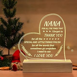 Gifts for Nana, Nana Gifts Acrylic Night Light, Nana Birthday Gifts, Grandparents Day Gifts for Nana, Thanksgiving Christmas Gifts for Nana from Granddaughter Grandson