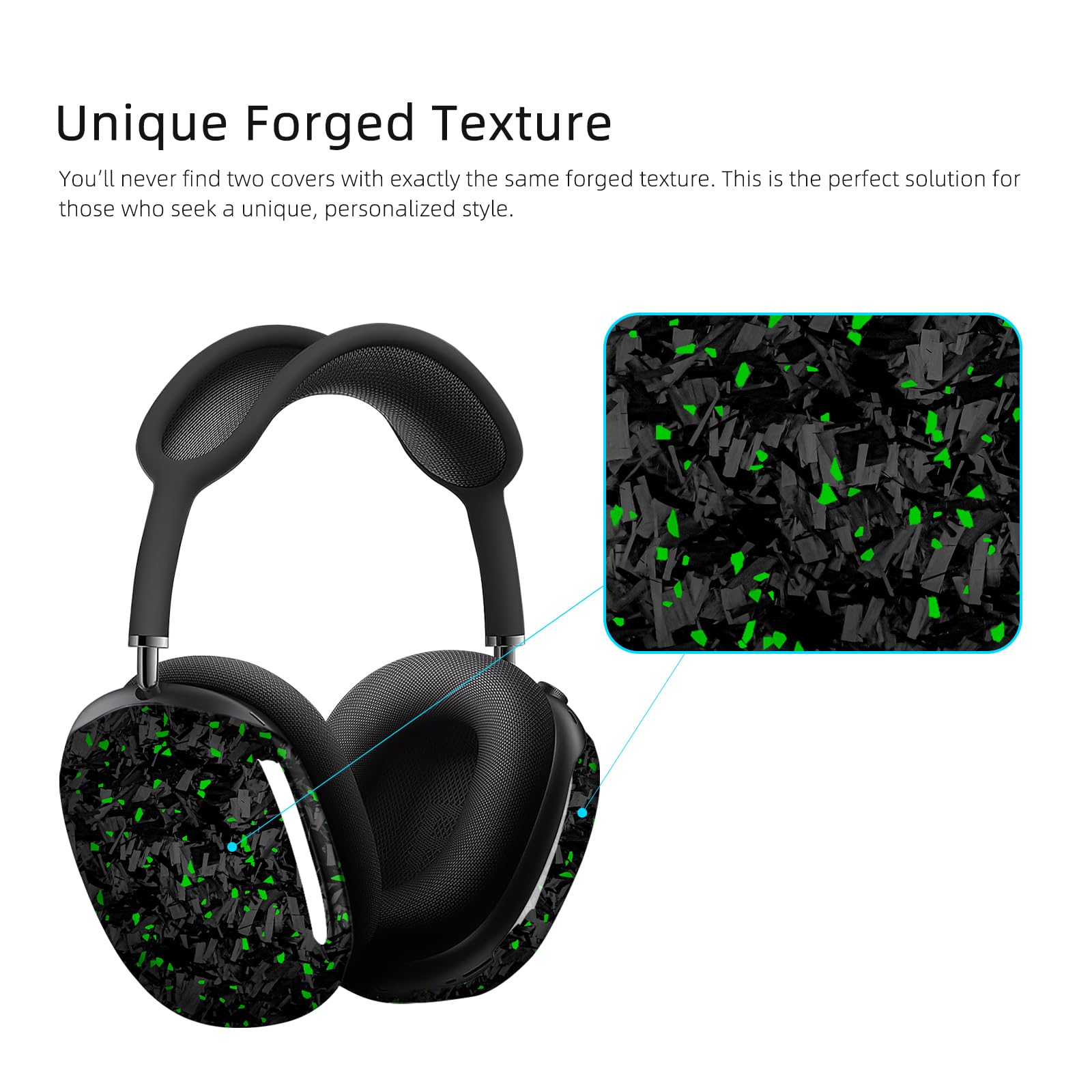 MONOCARBON Custodia in vera fibra di carbonio per AirPods Max (2024/2020), custodia rigida protettiva di grado militare per cuffie Apple Max, unica forgiata lucida, antigraffio, accessori essenziali