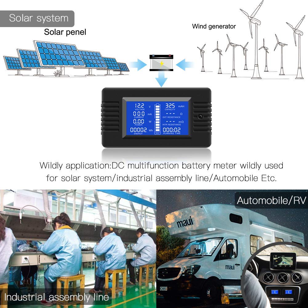 Super Sale π DC Multifunction Battery Monitor Meter,0-200V,0-100A (Widely Applied to 12V/24V/48V RV/Car Battery) LCD Display Digital Current Voltage Solar Power Meter Multimeter Ammeter Voltmeter One-Day Sale: Up to 40% Off DC Multifunction Battery Monitor Meter,0-200V,0-100A (Widely Applied to 12V/24V/48V RV/Car Battery) LCD Display Digital Current Voltage Solar Power Meter Multimeter Ammeter Voltmeter