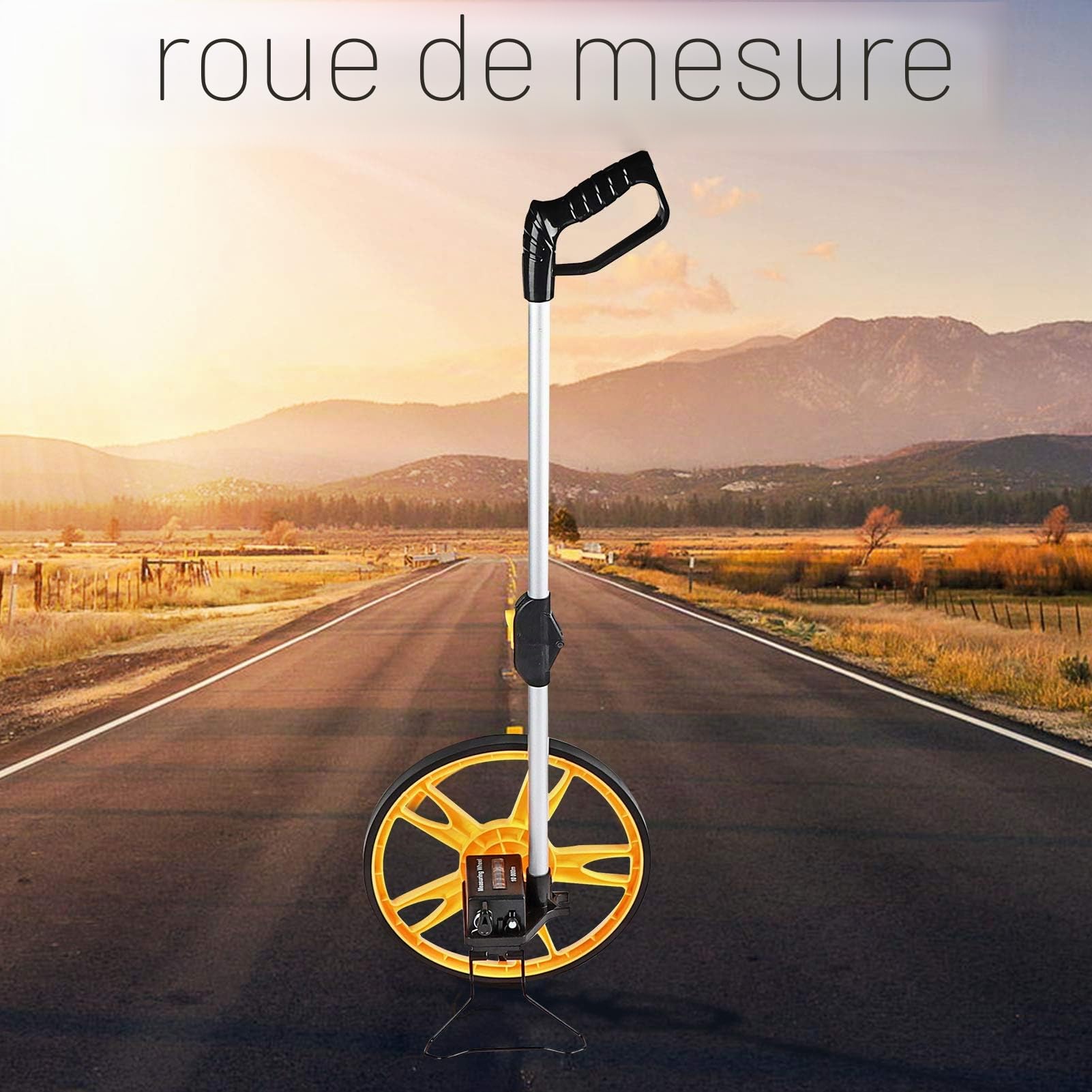 Roue de Mesure de Distance, Odomètre Mécanique Pliable, Haute Précision 0-9999.9M, Compteur Kilométrique Portable pour Route et Construction