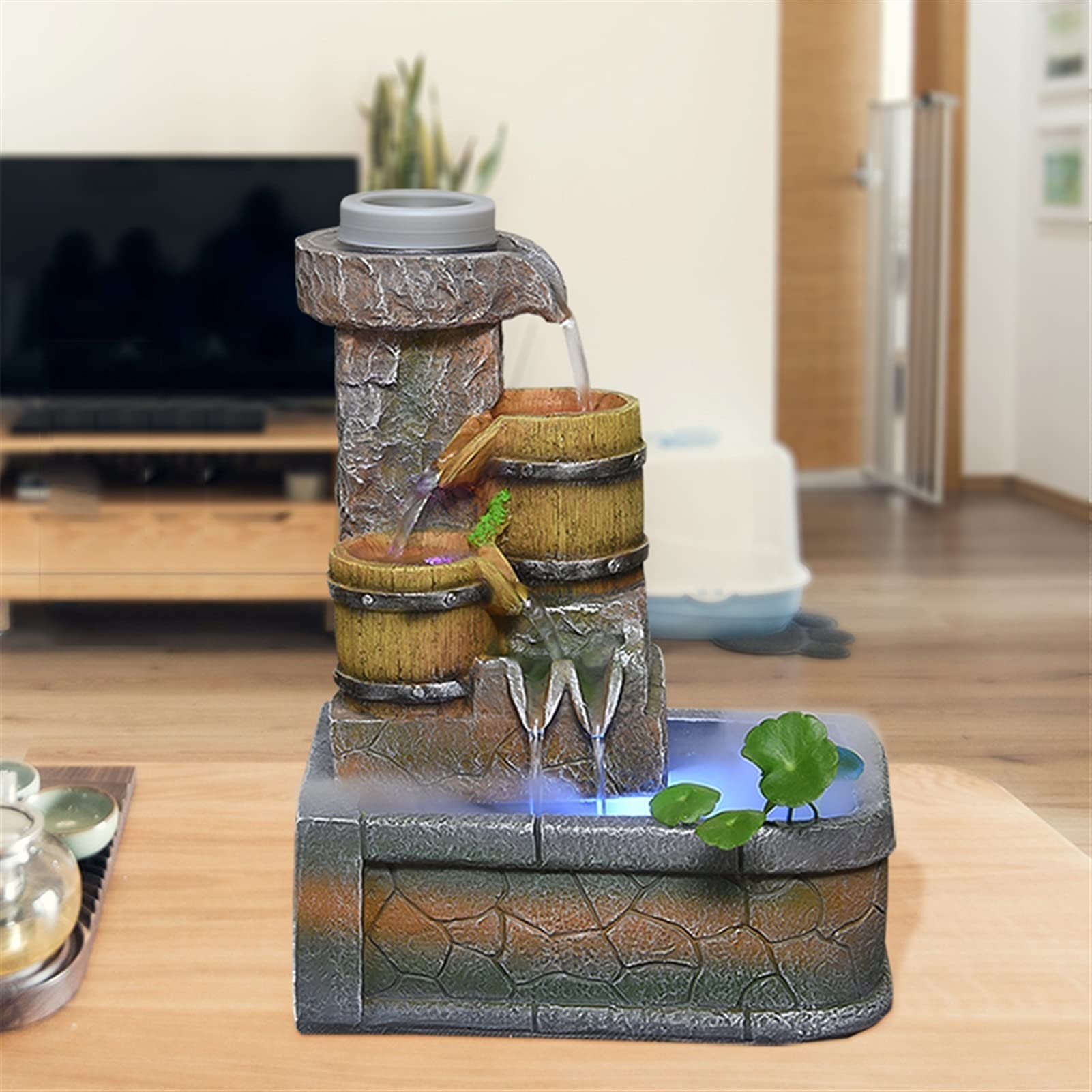 Fuente de mesa Fuente de mesa Fuente de circulación automática - Sonido calmante y relajante del agua - para la decoración del dormitorio del hogar Fuente de escritorio