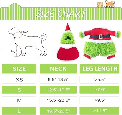 Miniatura 39 de NACOCO - Disfraz de Navidad para mascotas, traje de Papá Noel con gorro para perro, sudaderas con capucha, disfraz para gato de Navidad (Rojo, M)