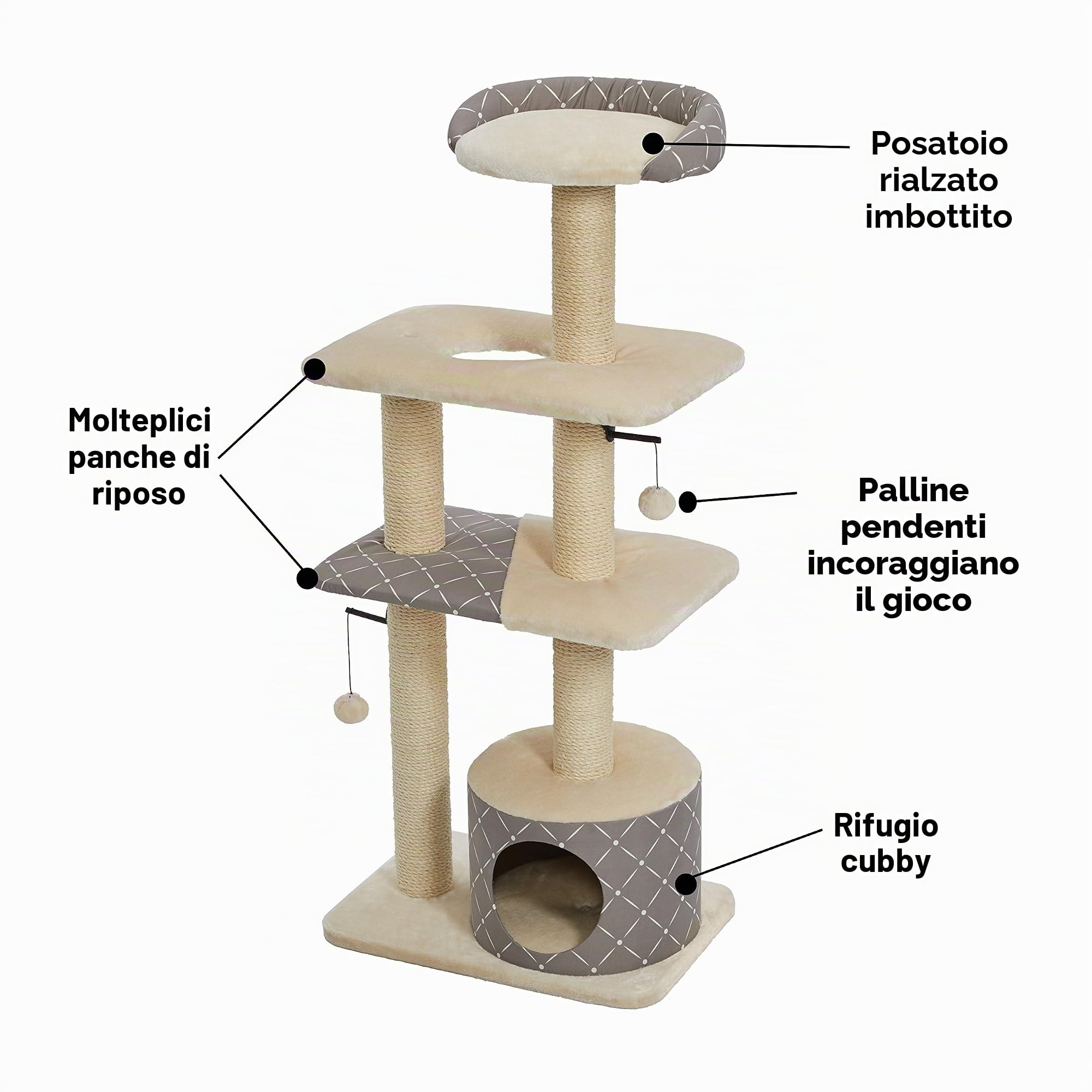 MidWest Homes for Pets Feline Nuvo Cat mobili Durable Cat Trees & Gatto tiragraffi, Mobile per gatti a torre